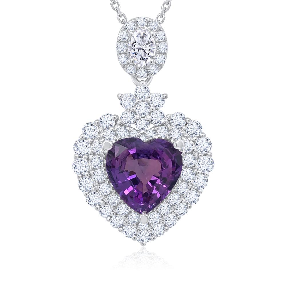 View GIA Certified Purple Sapphire Heart Pendant