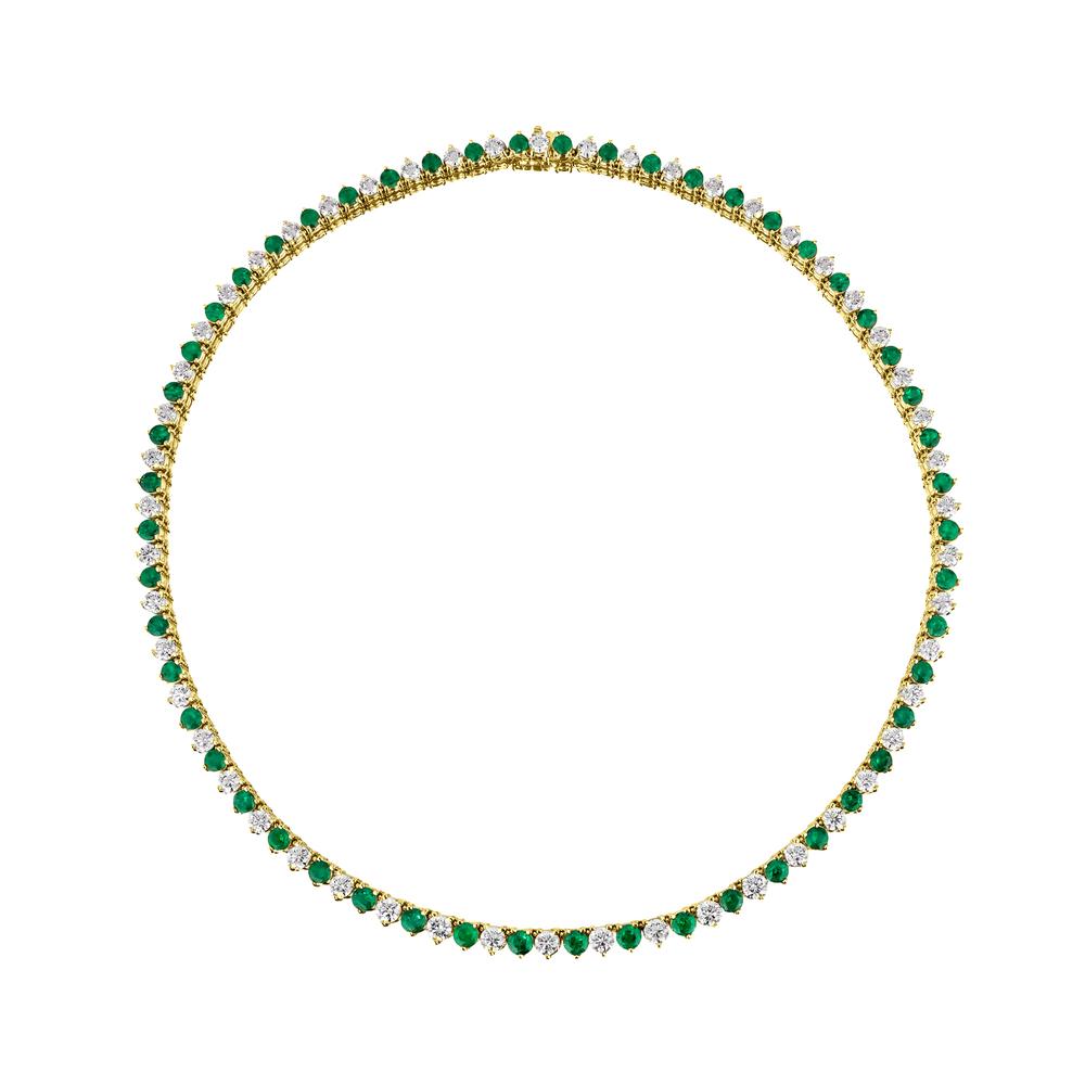View 20in. Emerald and Diamond Tennis Necklace