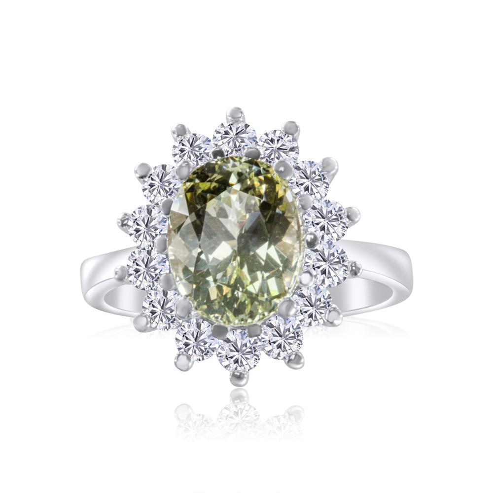 View CDC Certified Yellow Zoisite Princess Diana Ring""