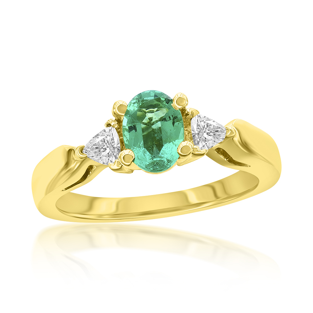 View Emerald Three Stone Ring