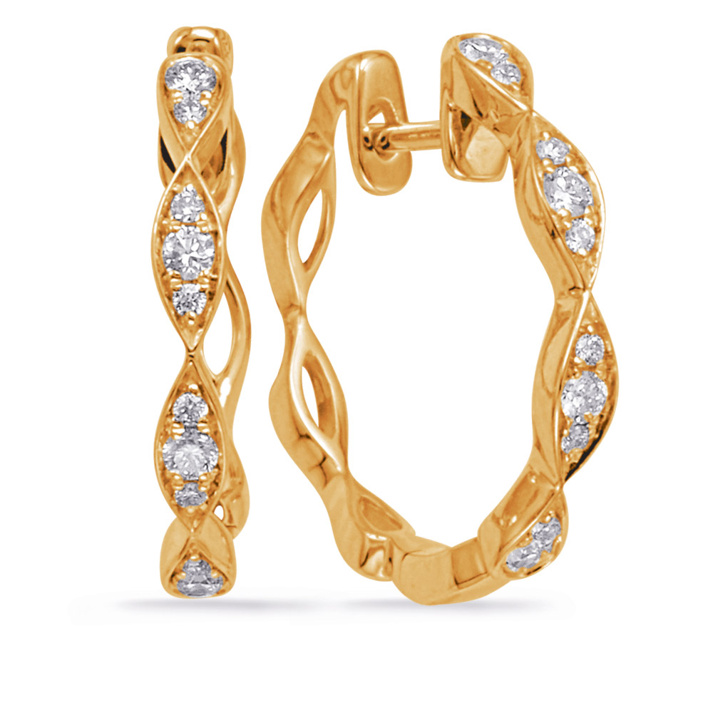 Yellow Gold Diamond Hoop Earring - Unclaimed Diamonds