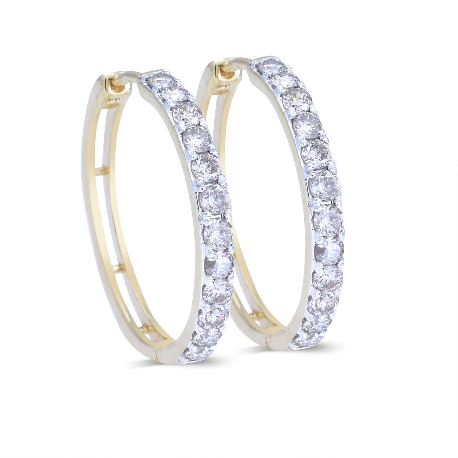 ER183057Y | Earrings - Diamond Hoops