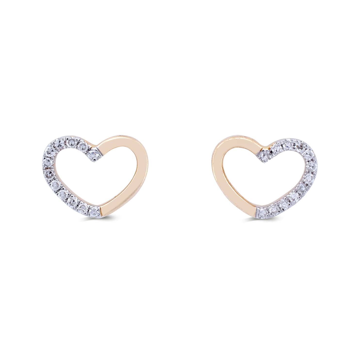 Petite-Heart-Earrings-Half-Diamonds-Half-Polished-Gold by Payroll Jewelry