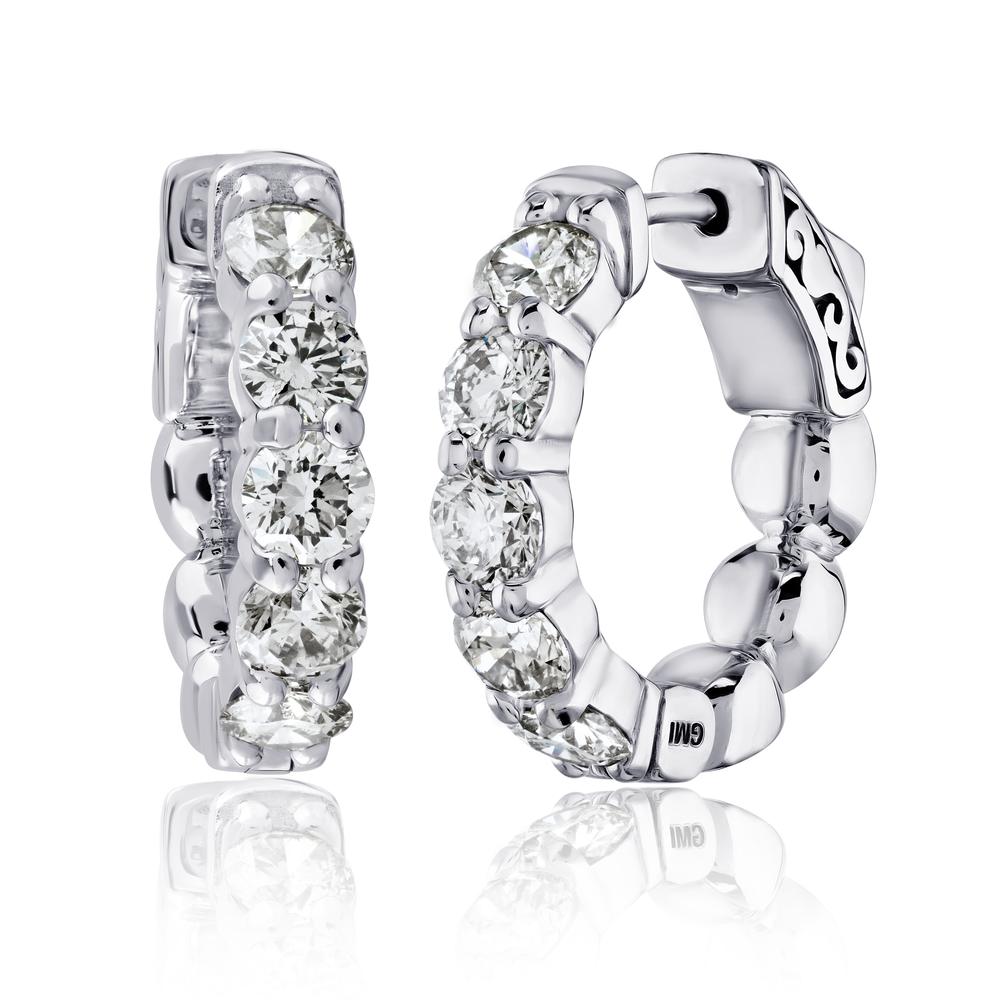 Traditional 10 Stone Diamond Hoops