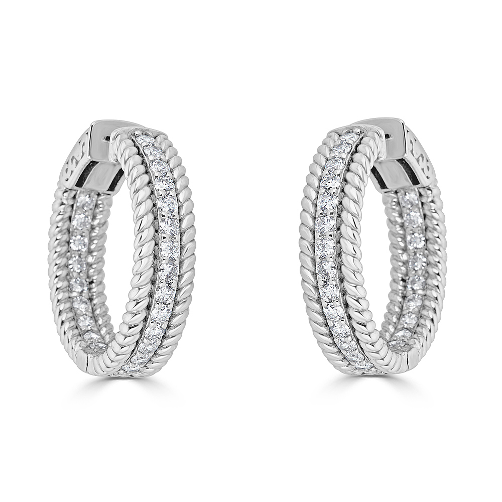 Millgraine Set Diamond Hoops