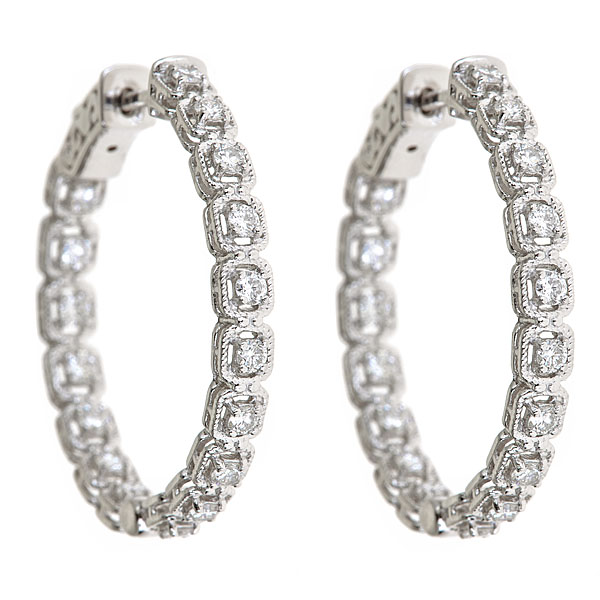 Traditional Shared Prong Diamond Hoops