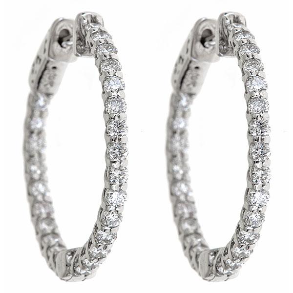 Traditional Shared Prong Diamond Hoops