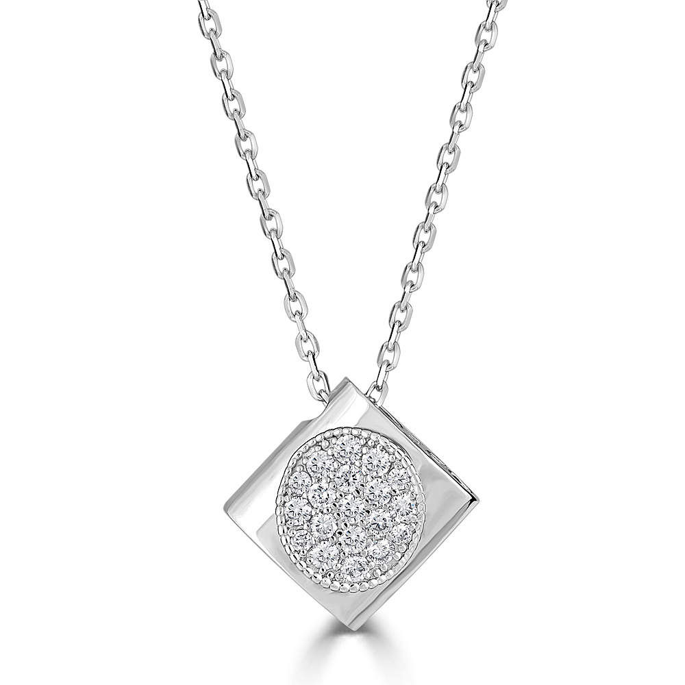 Square Lock Diamond Pendant